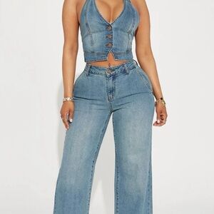 Fashion Nova Women's Light Blue Boot Cut Denim Pants